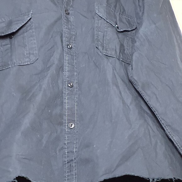 Y2K DKNY Jeans Button Up Dress Shirt Men XL Punk Band Retro Distress Black 2000s - Picture 11 of 15